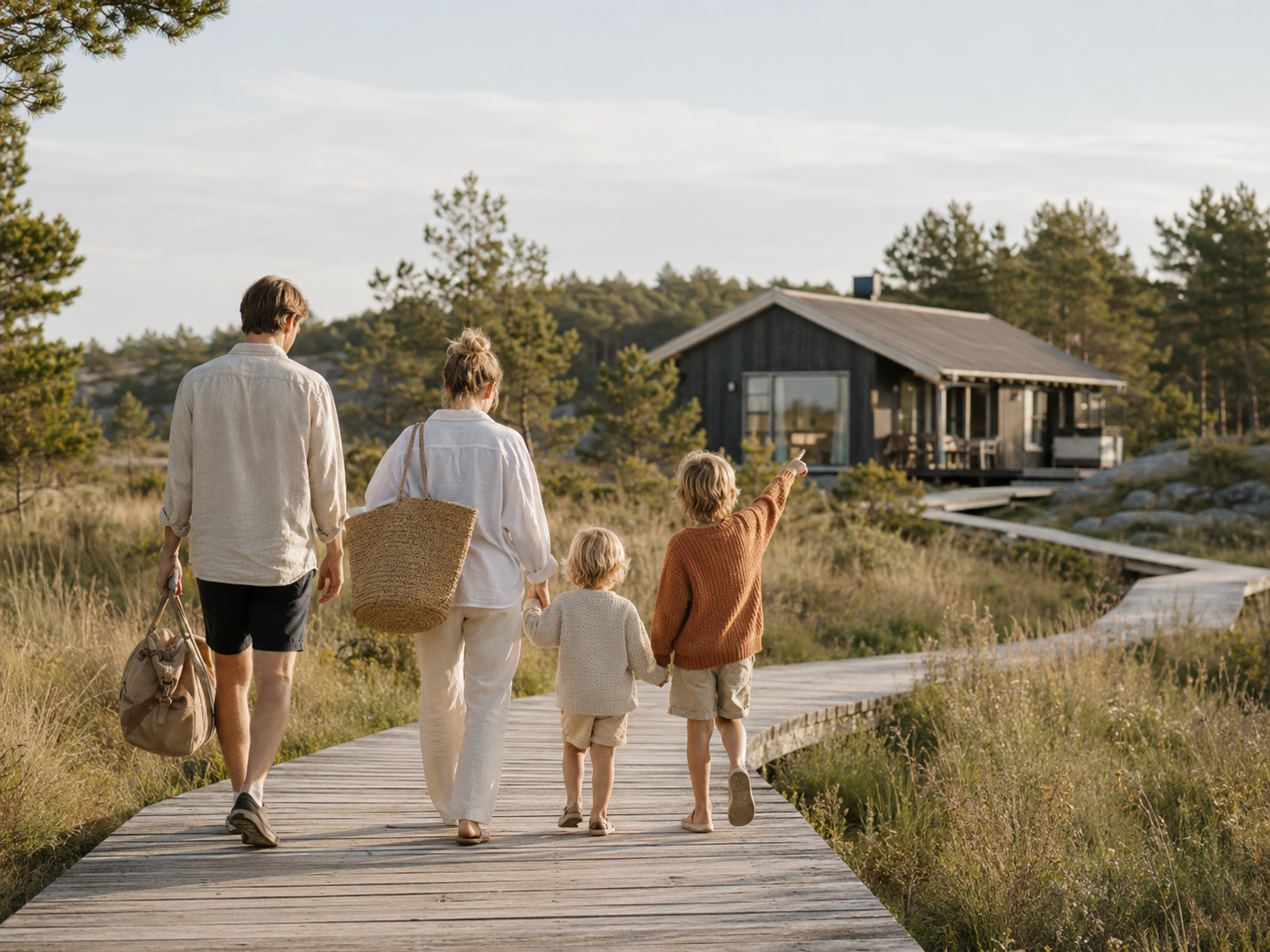 Wouter en Melissa met hun gezin bij een vakantiehuis